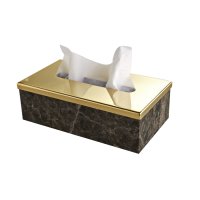 фото 3sc palace em.dark контейнер для бумажных салфеток,  23х12,5хh12 см, прямоугольный, настольный, цвет: мрамор emperador dark/золото 24к.