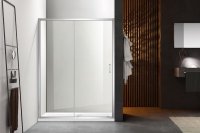 фото aq naa 6121-100 душевая дверь двухэлементная, раздвижная1000x2000 профиль хром, стекло прозрачное