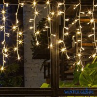 фото электрическая гирлянда-занавес winter glade теплый белый свет 360 ламп