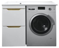 фото комплект тумба с раковиной azario magenta 110 левая под стиральную машину (46) белая (cs00078394)